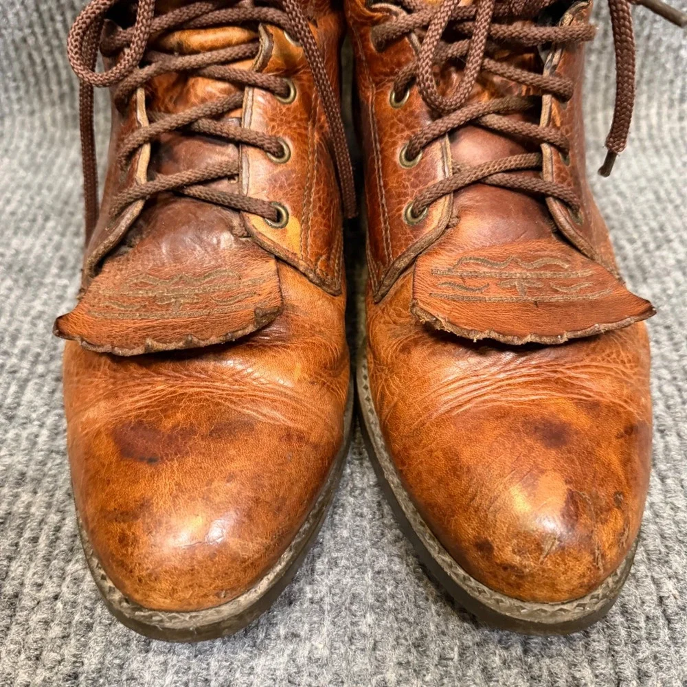 Ariat Heritage Lacer Boots Men 10D Brown Leather Kiltie Western Rodeo Workwear